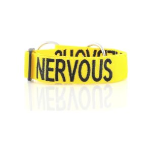 Give Me Space Nervous Yellow Semi Choke Dog Collar L-XXL Adjustable Closure