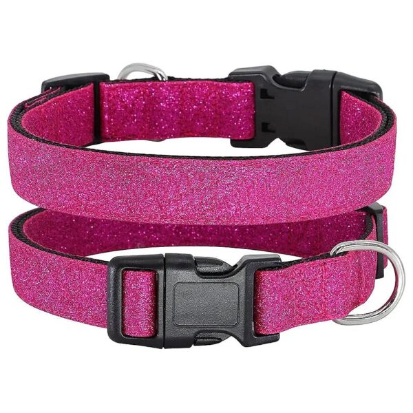 Glittering Rosy Nylon Dog Collar for Small Medium Large Dogs with Eco-Friendly Buckle