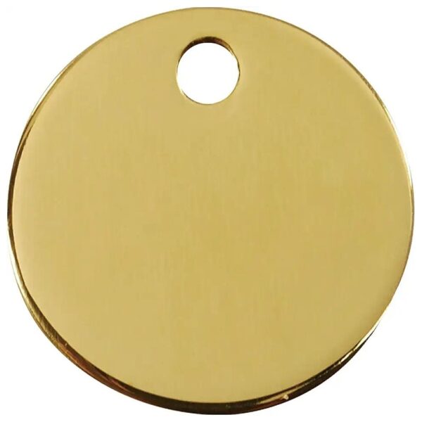 Gold Brass Round Dog Tag in Large Size with Custom Engraving