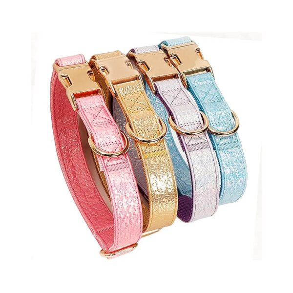 Gold Buckle Leather and Nylon Dog Collar with Double Layer Design for Small to Large Dogs