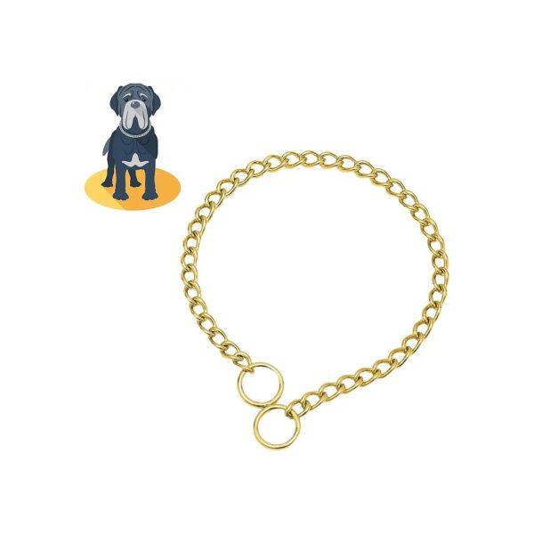 Gold Cuban Link Adjustable Dog Training Choke Collar for Easy Control