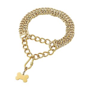 Gold Cuban Link Dog Chain Collar with Secure Buckle for Medium Dogs