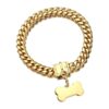 Gold Dog Chain Collar with Dog ID Tag 18K Metal Stainless Steel Cuban Link Chain