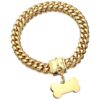 Gold Dog Chain Collar with Solid Stainless Steel Chain and ID Tag for Smart Dogs