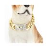 Gold Dog Collar With Bling Bling CZ Dimonds Stainless Steel Metal Links Chain