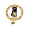 Gold Dog Collar with Snap Lock and Paw Shape Dog Tag, 5 Layers 18K Gold Plating