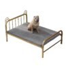 Gold Elevated Dog Bed Frame with Orthopedic Soft Mat for Dogs and Cats