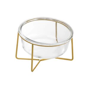 Gold Iron Stand Elevated Cat Dog Food and Water Bowl for Healthy Digestion and Sanitation