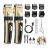 Gold Low Noise Rechargeable Cordless Dog and Cat Grooming Kit with Ceramic Blade Clippers