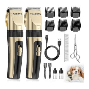 Gold Low Noise Rechargeable Cordless Dog and Cat Grooming Kit with Ceramic Blade Clippers