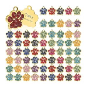 Gold Paw Print Pet Tags for Small Medium Dogs Compact DIY Engraved ID