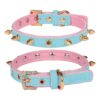 Golden Spiked Studded Leather Pet Collars with Buckle for Cats Puppy Small Medium Dogs