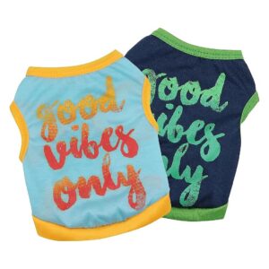 Good Vibes Only Word Print Puppy Shirt for Small Breed Dogs Cooling Breathable X