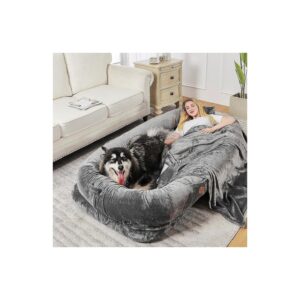 Grade Foam and 360deg Plush for Adult and Large Dog Napping Together