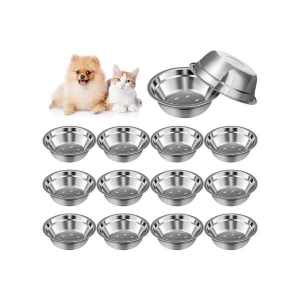 Grade Stainless Steel Pet Food and Water Bowl Set for Small Animals Cage or Kennel Use