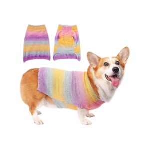 Gradient Rainbow Dog Pullover Vest - Soft Warm Cozy Knitwear Apparel for Small Pets