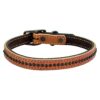 Grain Leather Effect Dog Collar with Wheat Stitching and Golden Brown Color