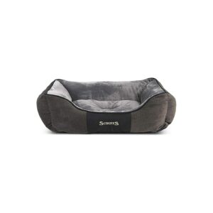 Graphite-Colored Pet Bed with Chenille Fabric and Large Size Options