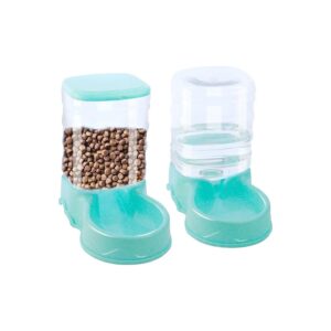 Gravity Feeder and Waterer Set for Cats and Small Dogs with Easy Fill and Pour System