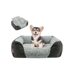 Gray 20 Inch Washable Dog Sofa Bed with Removable Cushion for Small Pets