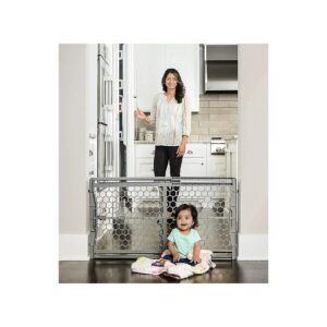 Gray Baby Gate for Doorways and Hallways with Adjustable Height and Easy Fit System