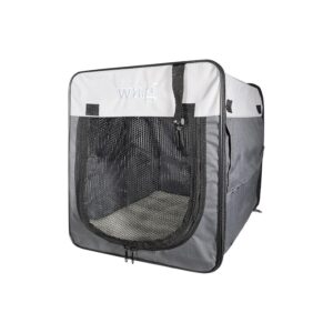 Gray Black Canvas Dog Crate 23x18x19in Secure Dimensions Car Crate