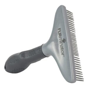 Gray Boar Bristle Dog Grooming Rake for Loose Hair and Tangles Removal