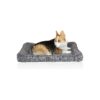 Gray Dog Bed for Medium Size Dogs with Super Soft Faux Fur Material