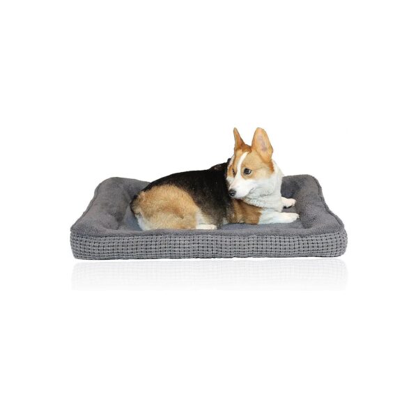 Gray Dog Bed for Medium Size Dogs with Super Soft Faux Fur Material