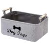 Gray Dog Toy Box with Handles for Keeping Dog Toys and Accessories Organized