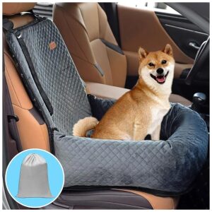 Gray Dog Travel Car Seat with Easy Cleaning and Storage Options