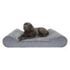 Gray Faux Fur and Suede Dog Bed with Memory Foam Top for Extra Large Dogs