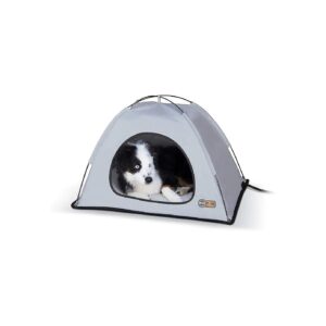 Gray Heated Pet Shelter for Dogs and Cats Medium Size 19x24x16