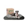 Gray Large Dog Bed with Minky Plush, Orthopedic Support, and Washable Cover