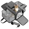 Gray Pet Carrier with 2 Sides Expandable for Small Animals and Cats