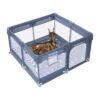 Gray Pet Whelping Box with Rails for Small Puppies or Dogs Size 50 inch x50 inch