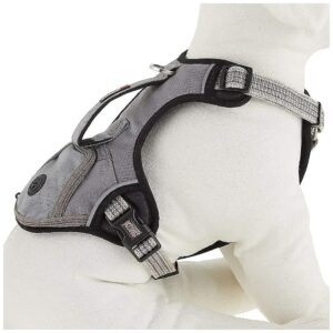 Gray Reflective Medium Size Nylon Dog Bag Harness with Zippered Pocket