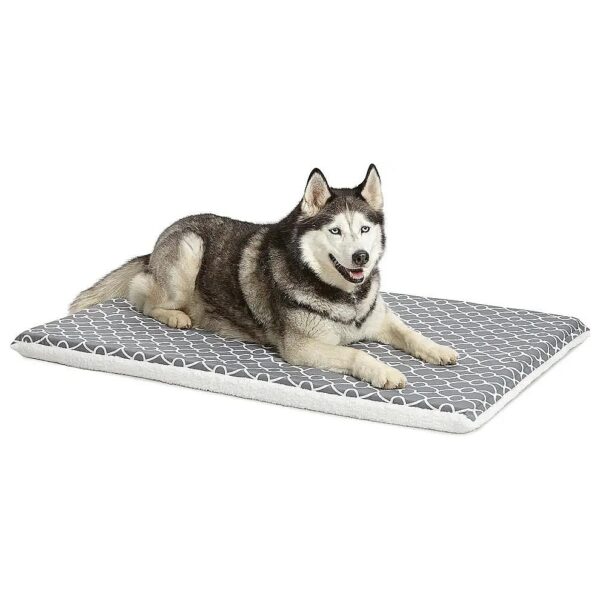 Gray and White Geometric Pattern Pet Bed for 75L x 5W x 25H Inches Metal Crate