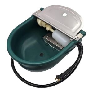 Green Automatic Livestock Waterer with Heated Water Bowl and Float Control