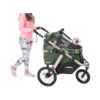 Green Camo Small to Medium Pet Stroller with Quick Fold and Durable Aluminum Frame