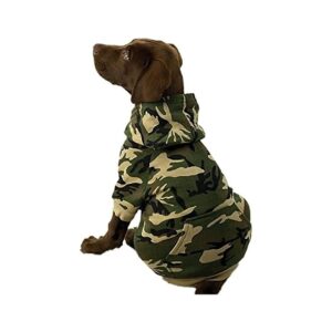 Green Camouflage Dog Hoodie for Large Dogs 17-Inch Neck