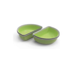 Green Contoured Bowl for Jointly Serving Wet and Dry Pet Food with Individual Monitoring