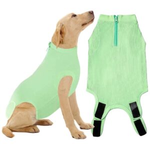 Green Dog Recovery Suit for Large Dogs Spay Surgery Combed Cotton Onesie