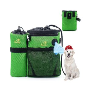 Green Dog Training Bag with Adjustable Shoulder Strap and Multiple