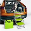 Green Extra Wide Folding Dog Stairs for SUVs and Trucks Supporting Up to 250 Pounds