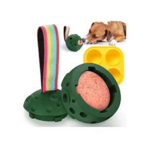 Green Fillable Treat Toy with Silicone Molds for Frozen Dog Food