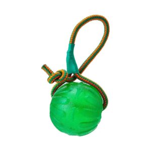 Green Flexi Ball Dog Toy with Heavy Duty Durable Knotted Nylon Rope Medium Large