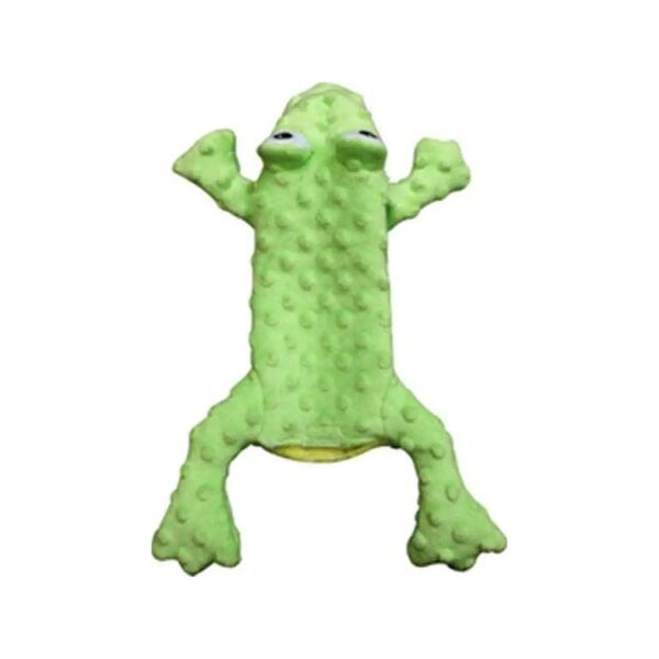 Green Frog Plush Dog Toy for Small Breeds Stuffing Free and Durable