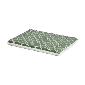 Green Geometric Reversible Pet Bed for Small Dogs Crate Comfort with Foam Support