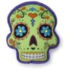 Green Large Sugar Skull Squeaky Plush Dog Toy and Chew Guard Technology